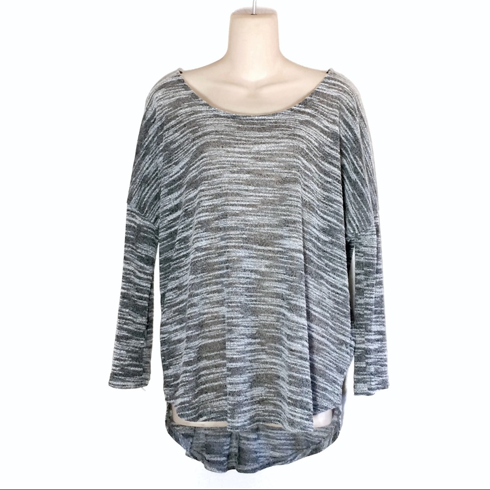 Olive & Oak Hi-Low Marled Tunic 3/4 Sleeve Gray XL